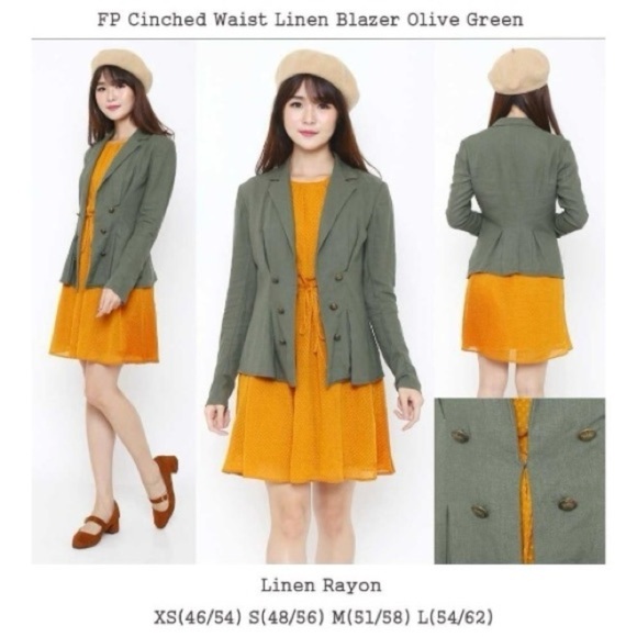 Free People Linen Military Cinched Waist Blazer Army Green Grunge Subversive XS - Picture 16 of 17